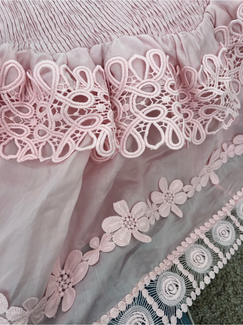 Zimmermann Blush Pink Off-Shoulder Lace-Trim Midi Dress - Picture 8 of 8